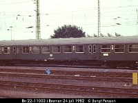 12280  Bn 22-11003 i Bremen 24 juli 1982 : Bildbeställning, Bremen, Platser, Tyska järnvägar, Tyska personvagnar, Tyskland, Webbalbum